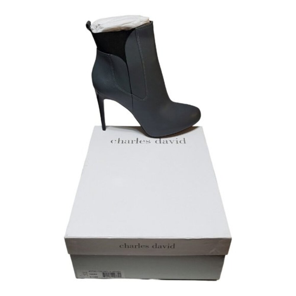 NEW Charles David Yadira Leather Platform Ankle Boots Gray Size‎ 9.5